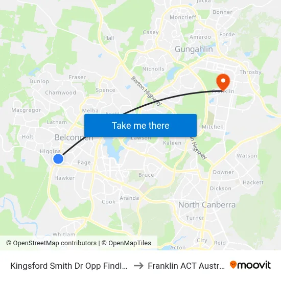 Kingsford Smith Dr Opp Findlay St to Franklin ACT Australia map