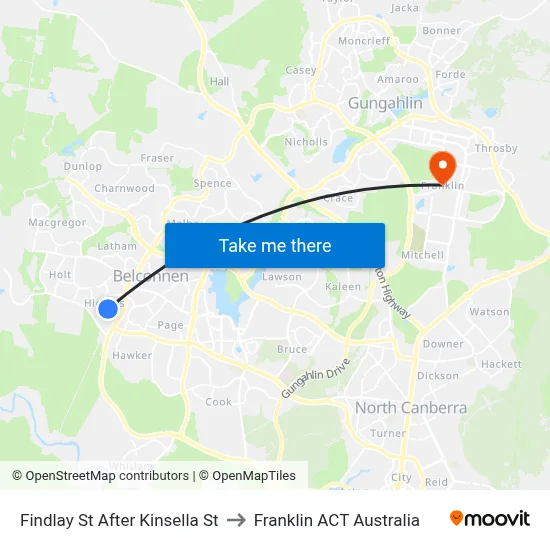 Findlay St After Kinsella St to Franklin ACT Australia map