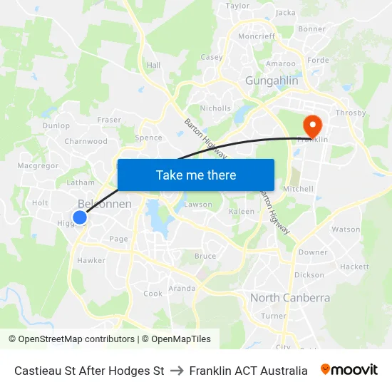 Castieau St After Hodges St to Franklin ACT Australia map