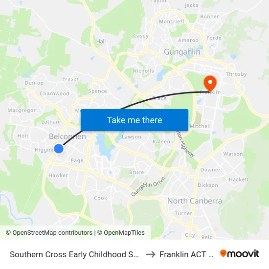 Southern Cross Early Childhood School Wirraway Cr to Franklin ACT Australia map
