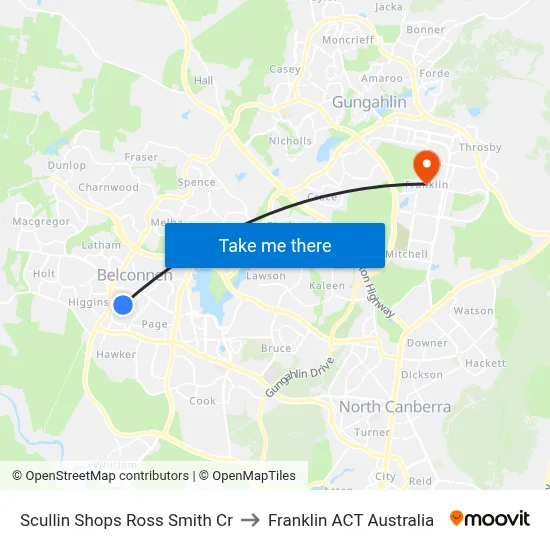 Scullin Shops Ross Smith Cr to Franklin ACT Australia map