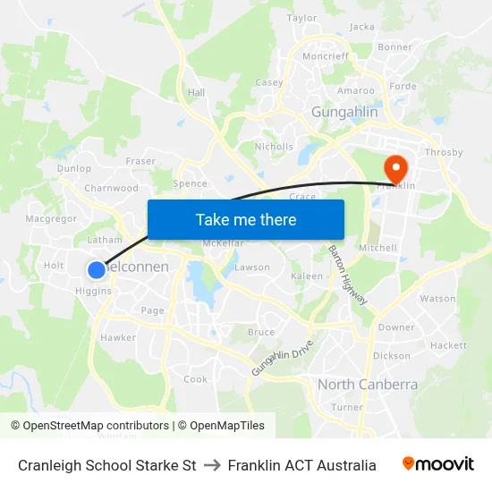 Cranleigh School Starke St to Franklin ACT Australia map