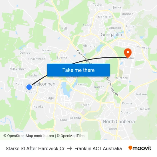 Starke St After Hardwick Cr to Franklin ACT Australia map