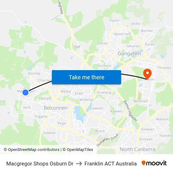Macgregor Shops Osburn Dr to Franklin ACT Australia map