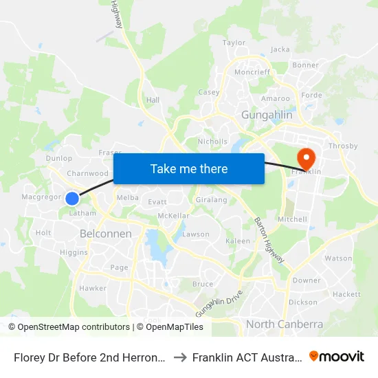 Florey Dr Before 2nd Herron Cr to Franklin ACT Australia map