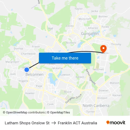 Latham Shops Onslow St to Franklin ACT Australia map