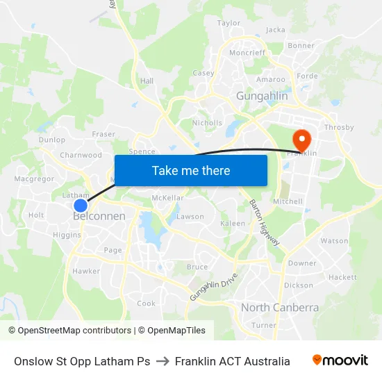 Onslow St Opp Latham Ps to Franklin ACT Australia map