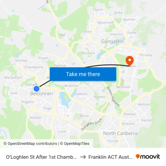 O'Loghlen St After 1st Chambers St to Franklin ACT Australia map