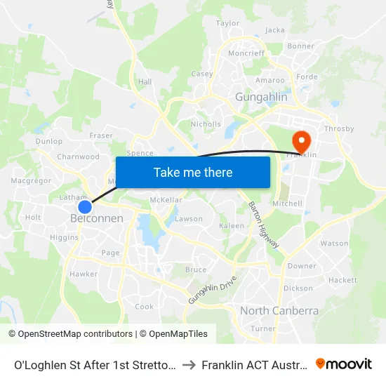 O'Loghlen St After 1st Stretton Cr to Franklin ACT Australia map