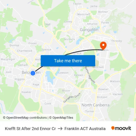 Krefft St After 2nd Ennor Cr to Franklin ACT Australia map