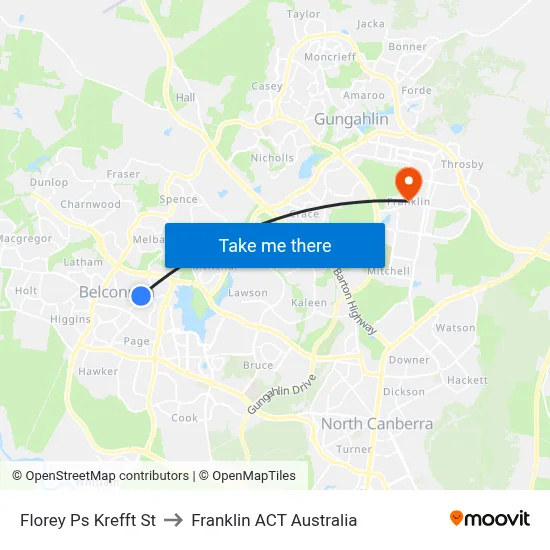 Florey Ps Krefft St to Franklin ACT Australia map