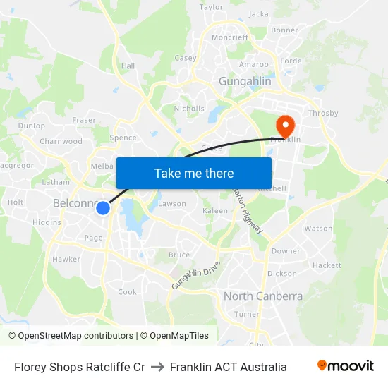 Florey Shops Ratcliffe Cr to Franklin ACT Australia map