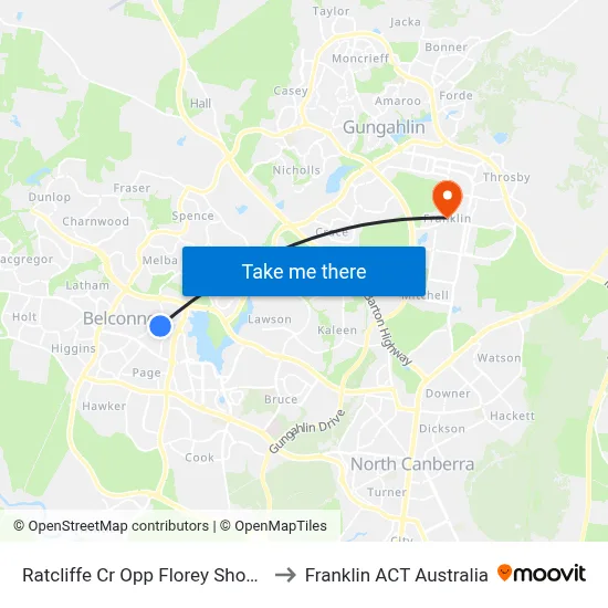 Ratcliffe Cr Opp Florey Shops to Franklin ACT Australia map
