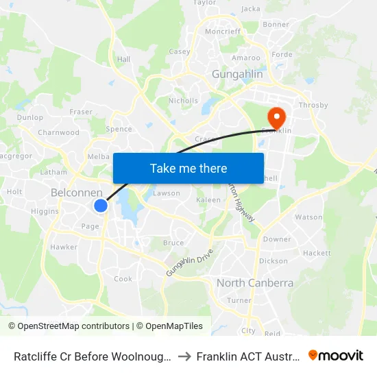 Ratcliffe Cr Before Woolnough St to Franklin ACT Australia map