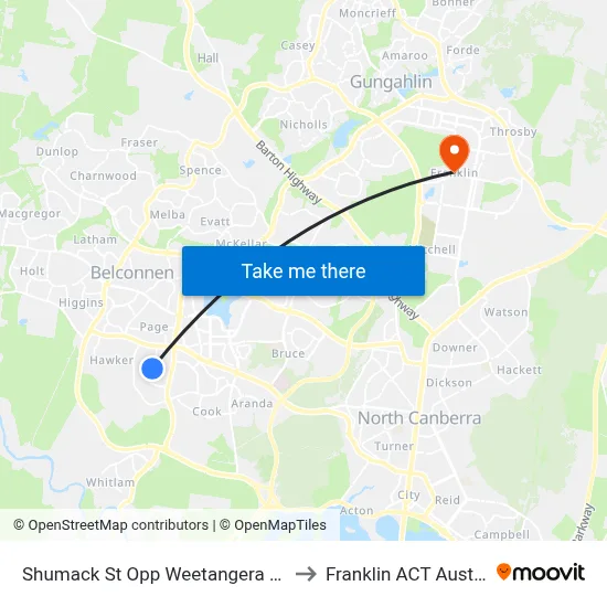 Shumack St Opp Weetangera Shops to Franklin ACT Australia map