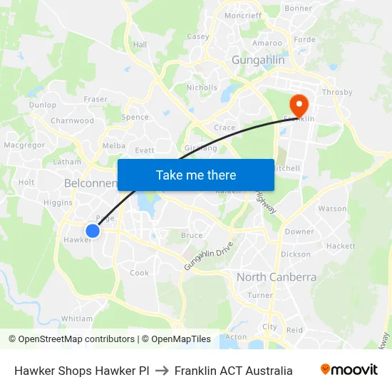 Hawker Shops Hawker Pl to Franklin ACT Australia map