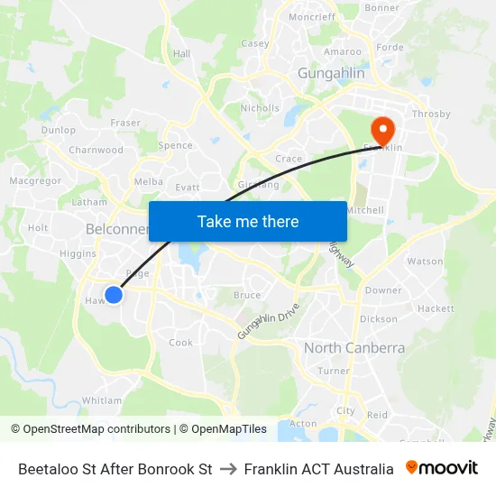 Beetaloo St After Bonrook St to Franklin ACT Australia map