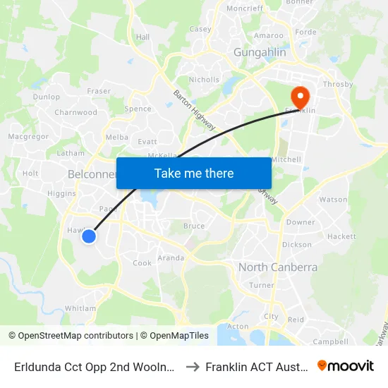Erldunda Cct Opp 2nd Woolner Cct to Franklin ACT Australia map
