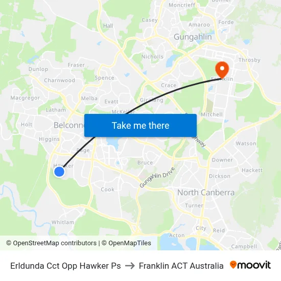 Erldunda Cct Opp Hawker Ps to Franklin ACT Australia map