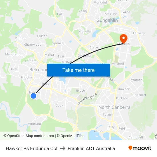 Hawker Ps Erldunda Cct to Franklin ACT Australia map