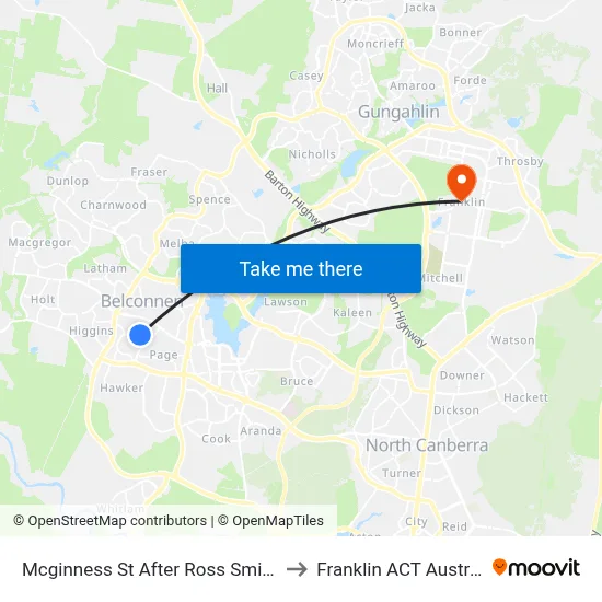 Mcginness St After Ross Smith Cr to Franklin ACT Australia map