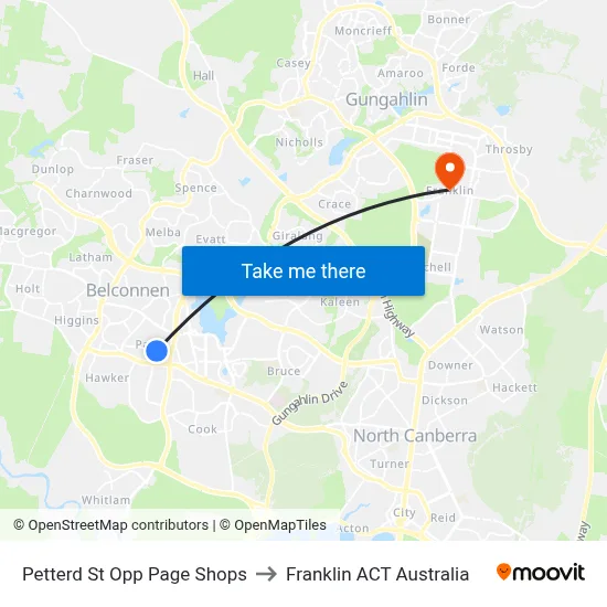 Petterd St Opp Page Shops to Franklin ACT Australia map