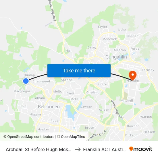 Archdall St Before Hugh Mckay Cr to Franklin ACT Australia map