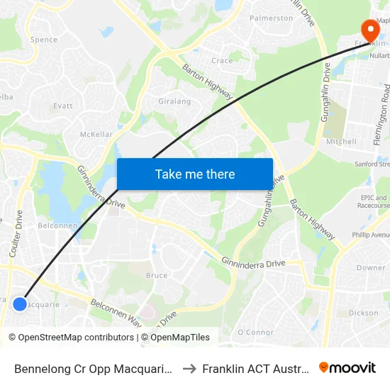 Bennelong Cr Opp Macquarie Ps to Franklin ACT Australia map