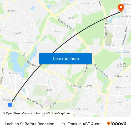 Lachlan St Before Bennelong Cr to Franklin ACT Australia map