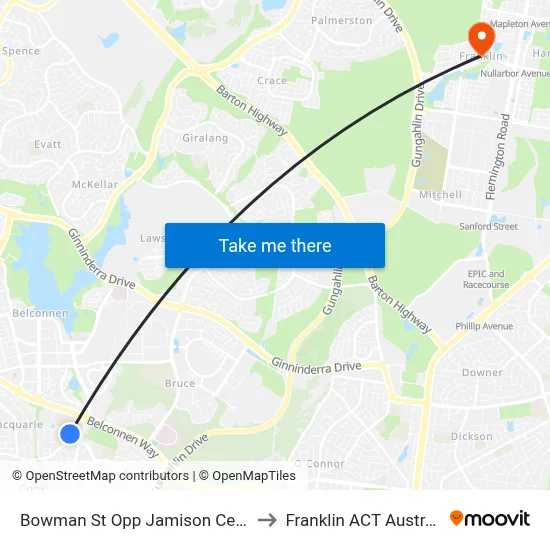 Bowman St Opp Jamison Centre to Franklin ACT Australia map