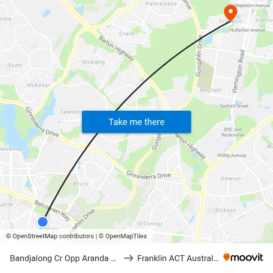 Bandjalong Cr Opp Aranda Ps to Franklin ACT Australia map