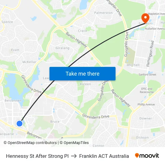 Hennessy St After Strong Pl to Franklin ACT Australia map