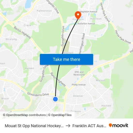 Mouat St Opp National Hockey Centre to Franklin ACT Australia map