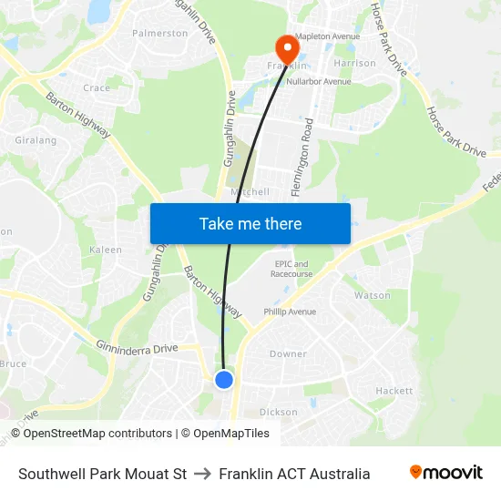Southwell Park Mouat St to Franklin ACT Australia map