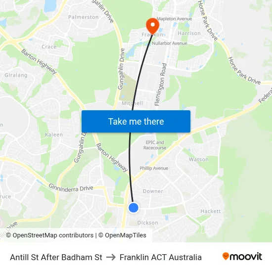 Antill St After Badham St to Franklin ACT Australia map