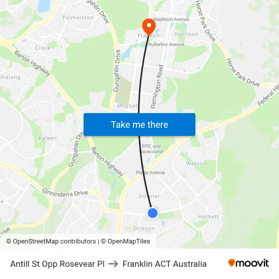 Antill St Opp Rosevear Pl to Franklin ACT Australia map