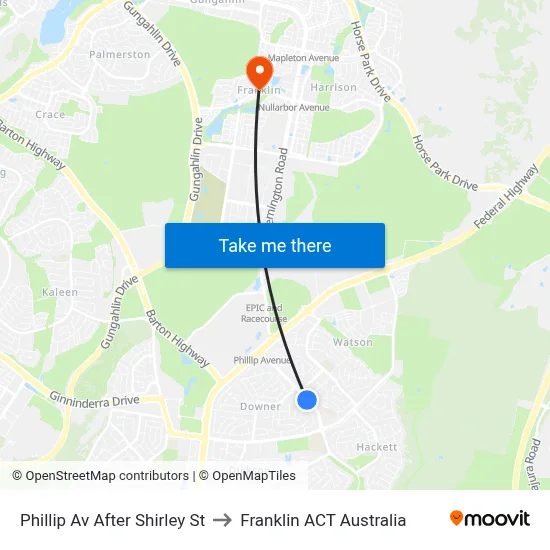 Phillip Av After Shirley St to Franklin ACT Australia map