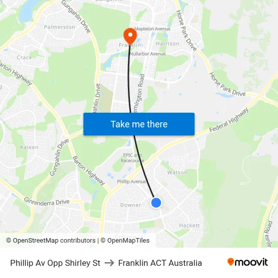 Phillip Av Opp Shirley St to Franklin ACT Australia map