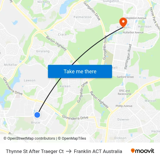 Thynne St After Traeger Ct to Franklin ACT Australia map