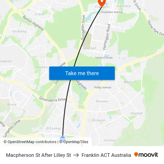 Macpherson St After Lilley St to Franklin ACT Australia map