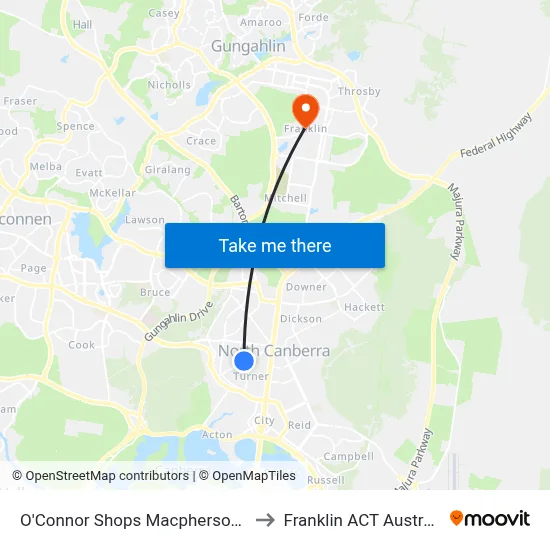 O'Connor Shops Macpherson St to Franklin ACT Australia map