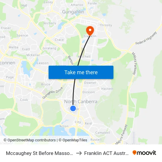 Mccaughey St Before Masson St to Franklin ACT Australia map