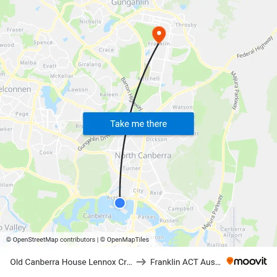 Old Canberra House Lennox Crossing to Franklin ACT Australia map