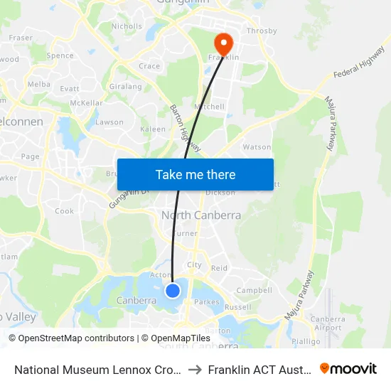 National Museum Lennox Crossing to Franklin ACT Australia map