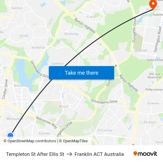 Templeton St After Ellis St to Franklin ACT Australia map