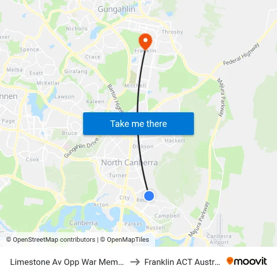 Limestone Av Opp War Memorial to Franklin ACT Australia map