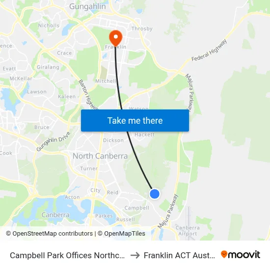 Campbell Park Offices Northcott Dr to Franklin ACT Australia map