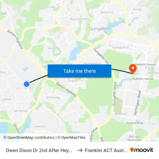 Owen Dixon Dr 2nd After Heydon Cr to Franklin ACT Australia map
