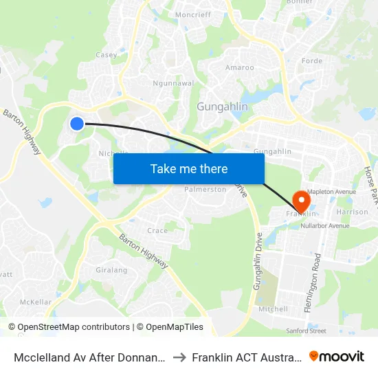 Mcclelland Av After Donnan St to Franklin ACT Australia map