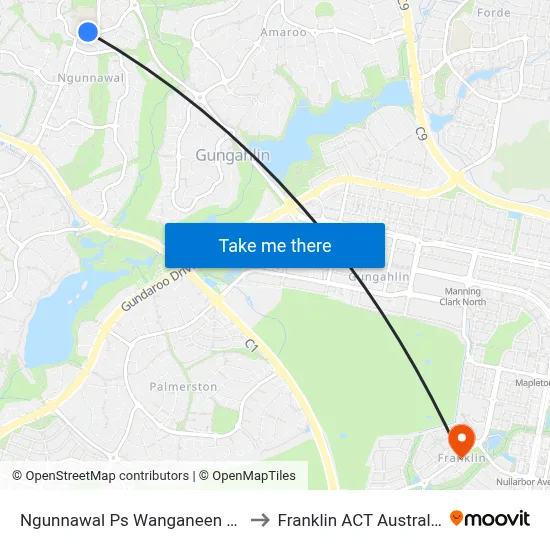Ngunnawal Ps Wanganeen Av to Franklin ACT Australia map